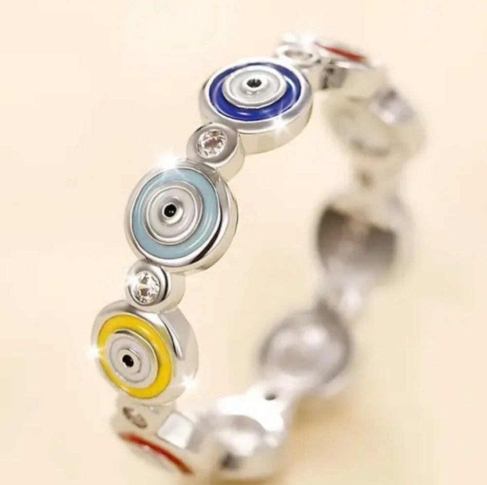 Ladies Colorful Silvery Women's Ring Sz 7